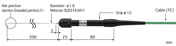 重慶E型熱電偶 A1.6-E-J1-M1-L300-TC1-ANP K型熱電偶 A1.6-K-J1-M1-L300-TC1-ANP