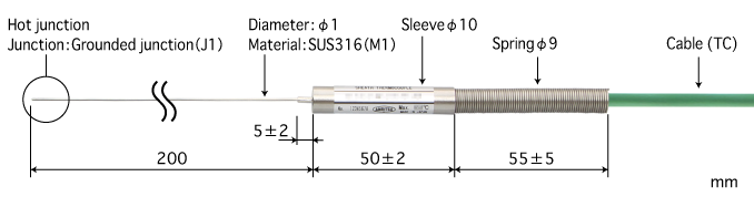 E型熱電偶 B1.0-E-J1-M1-L200-TC1-ANP K型熱電偶 B1.0-K-J1-M1-L200-TC1-ANP