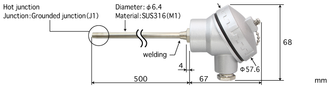 杭州E型熱電偶 C6.4-E-J1-M1-L500-TC1-ANP K型熱電偶 C6.4-K-J1-M1-L500-TC1-ANP